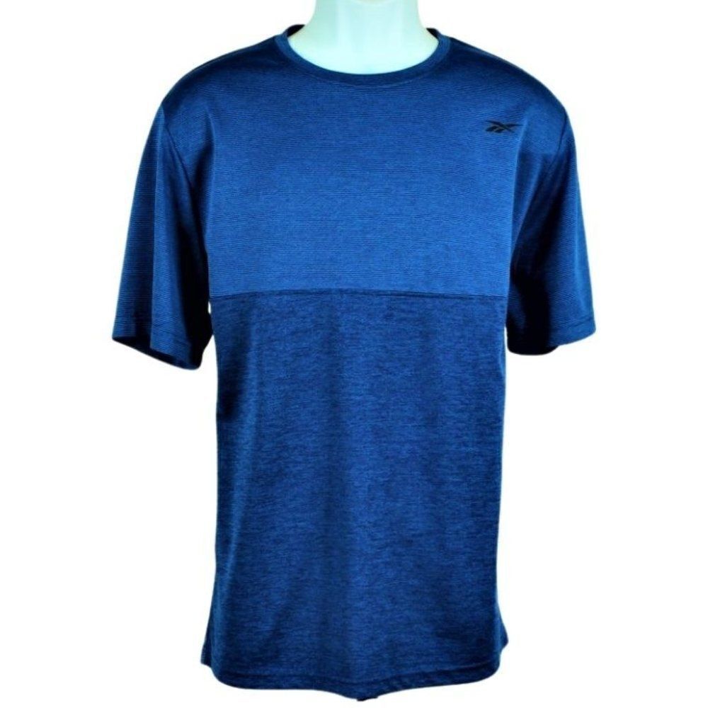 T-Shirt Short Sleeve Royal Blue Reebok Active Crew Neck Blue Tone on Tone Large